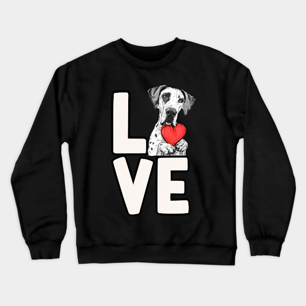 Love Great Dane Crewneck Sweatshirt by The Jumping Cart